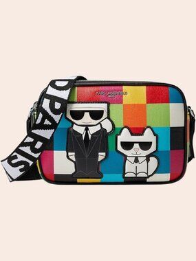 Karl Lagerfeld Paris Maybelle Camera Crossbody Multicolor Karl & Choupette NWT